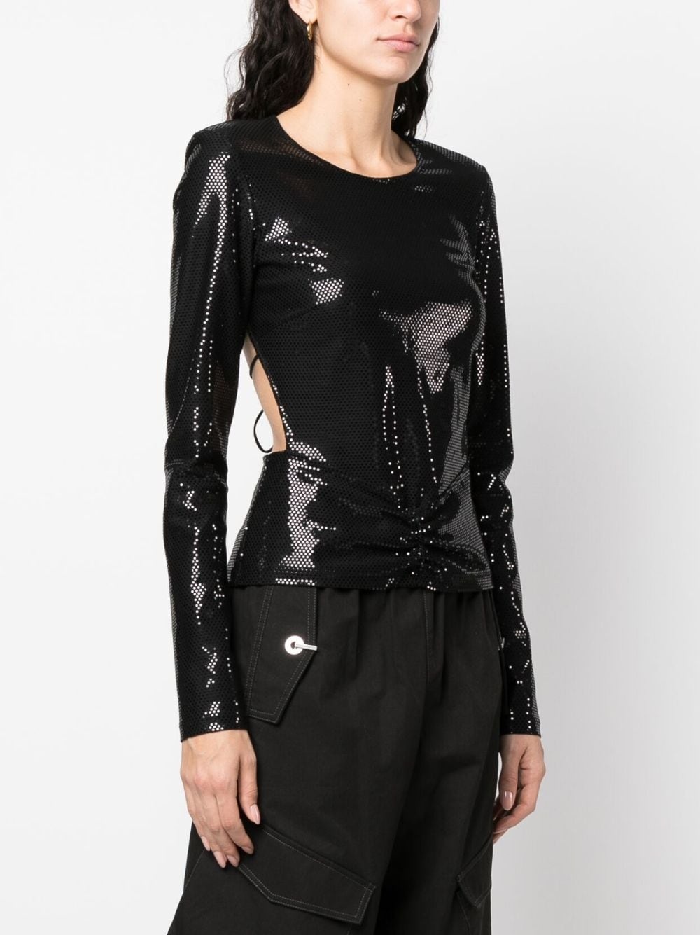 sequin-embellished open-back top - 3