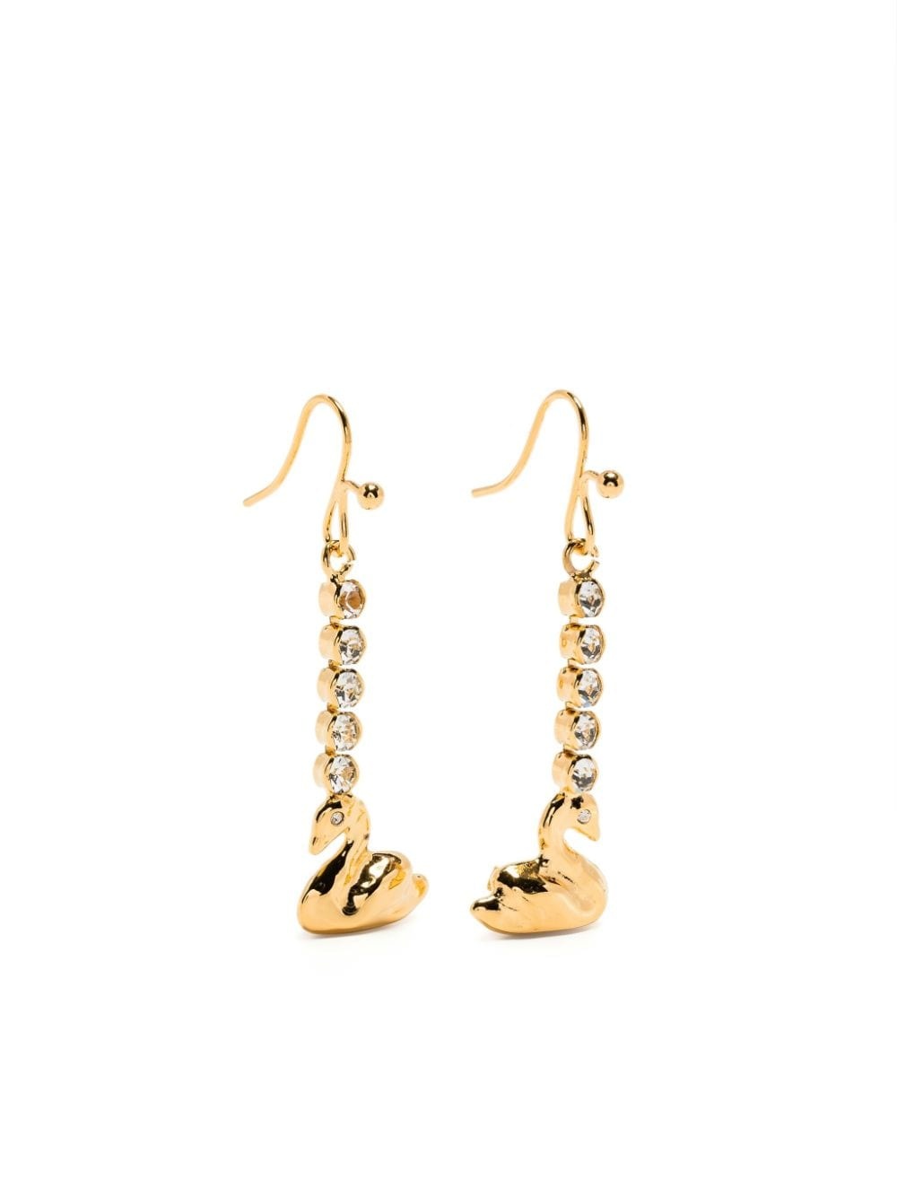 rhinestone swan-charm drop earring - 1