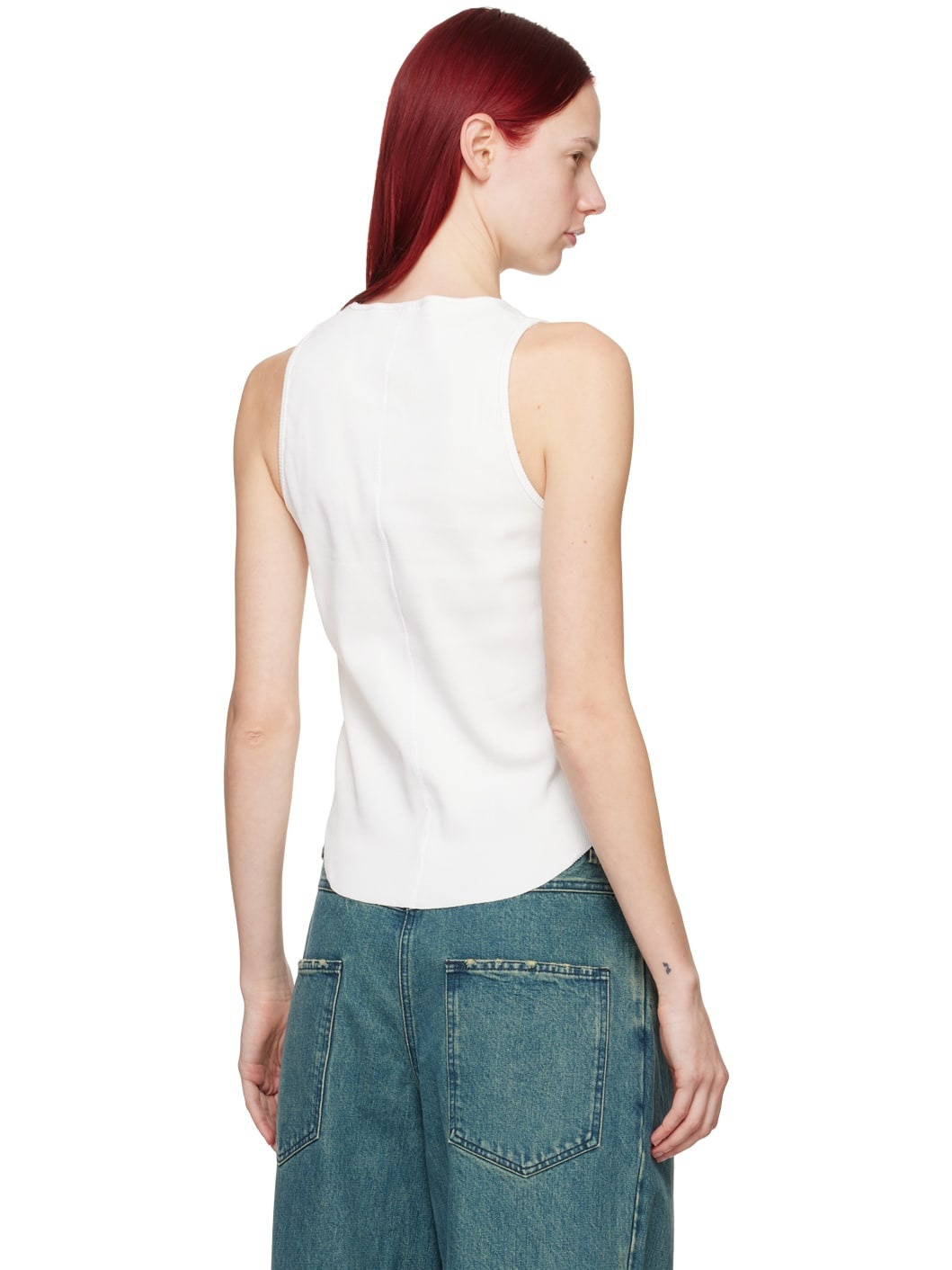White Raw Edge Tank Top - 3