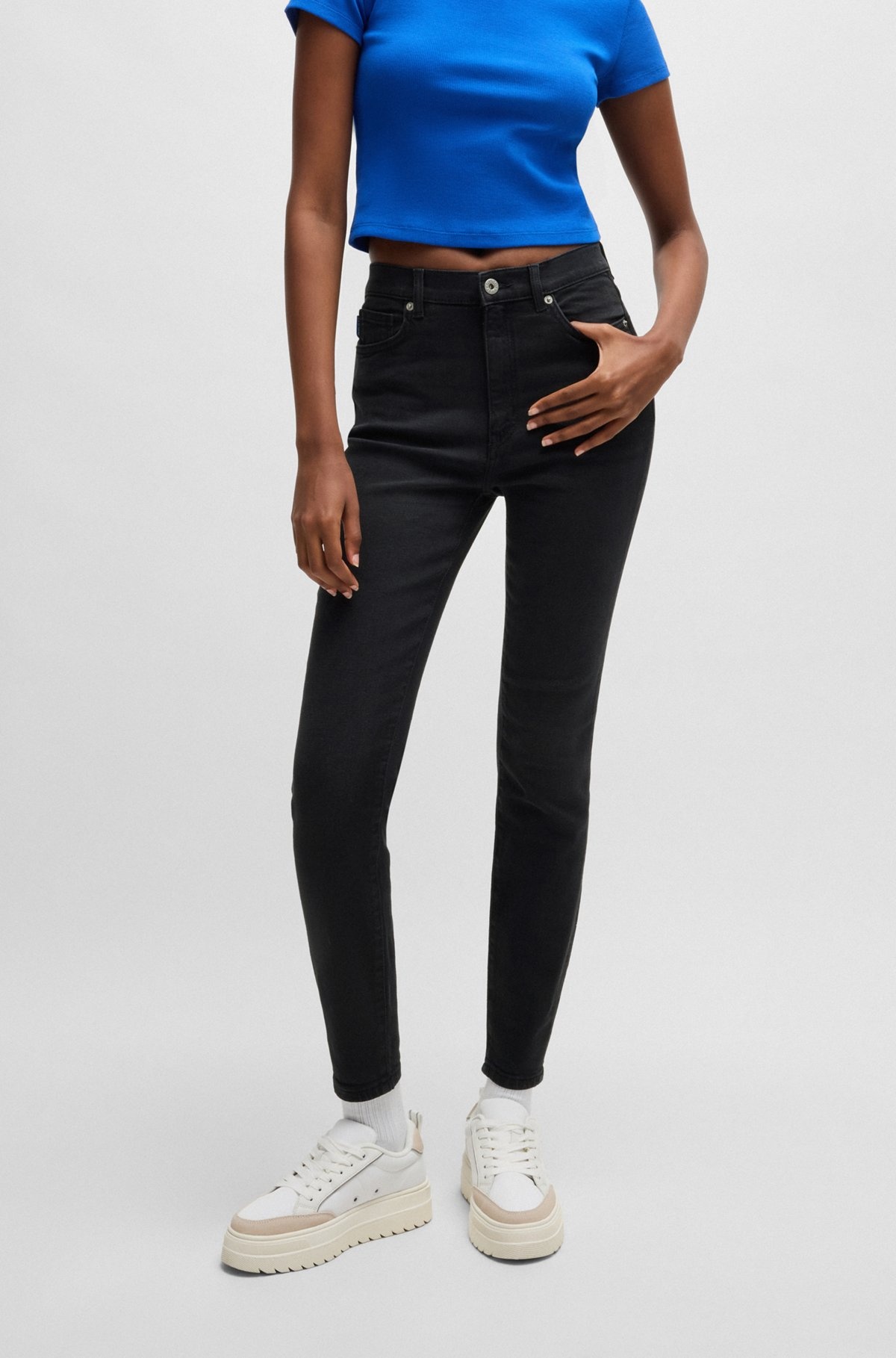 SKINNY-FIT JEANS IN BLACK STRETCH DENIM - 2