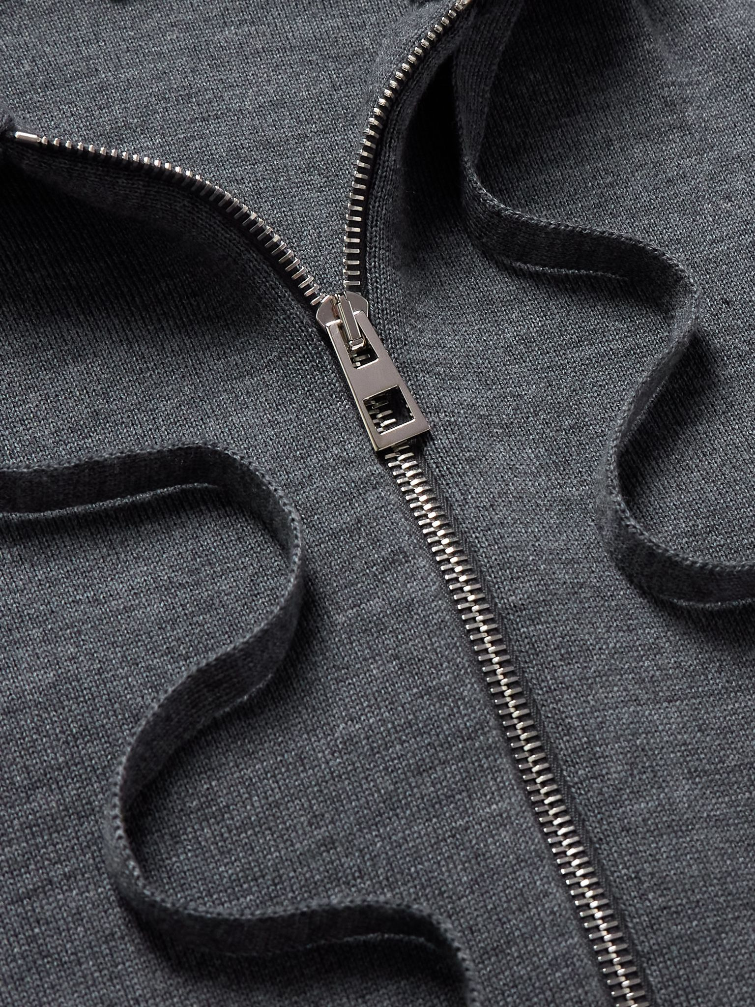 Logo-Embossed Wool-Blend Zip-Up Hoodie Gray - 4