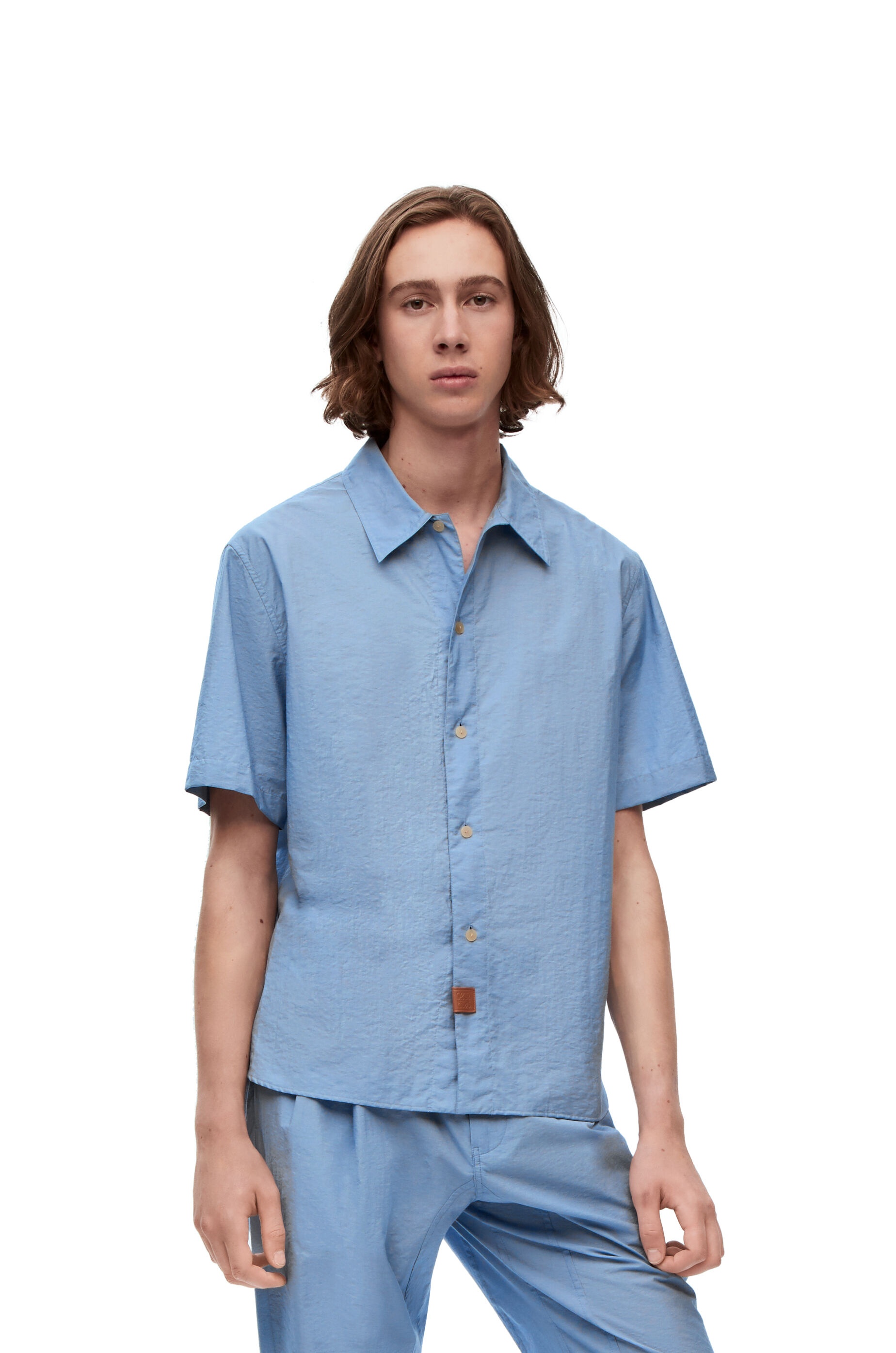 Pleated bowling shirt in cotton and polyamide - 3