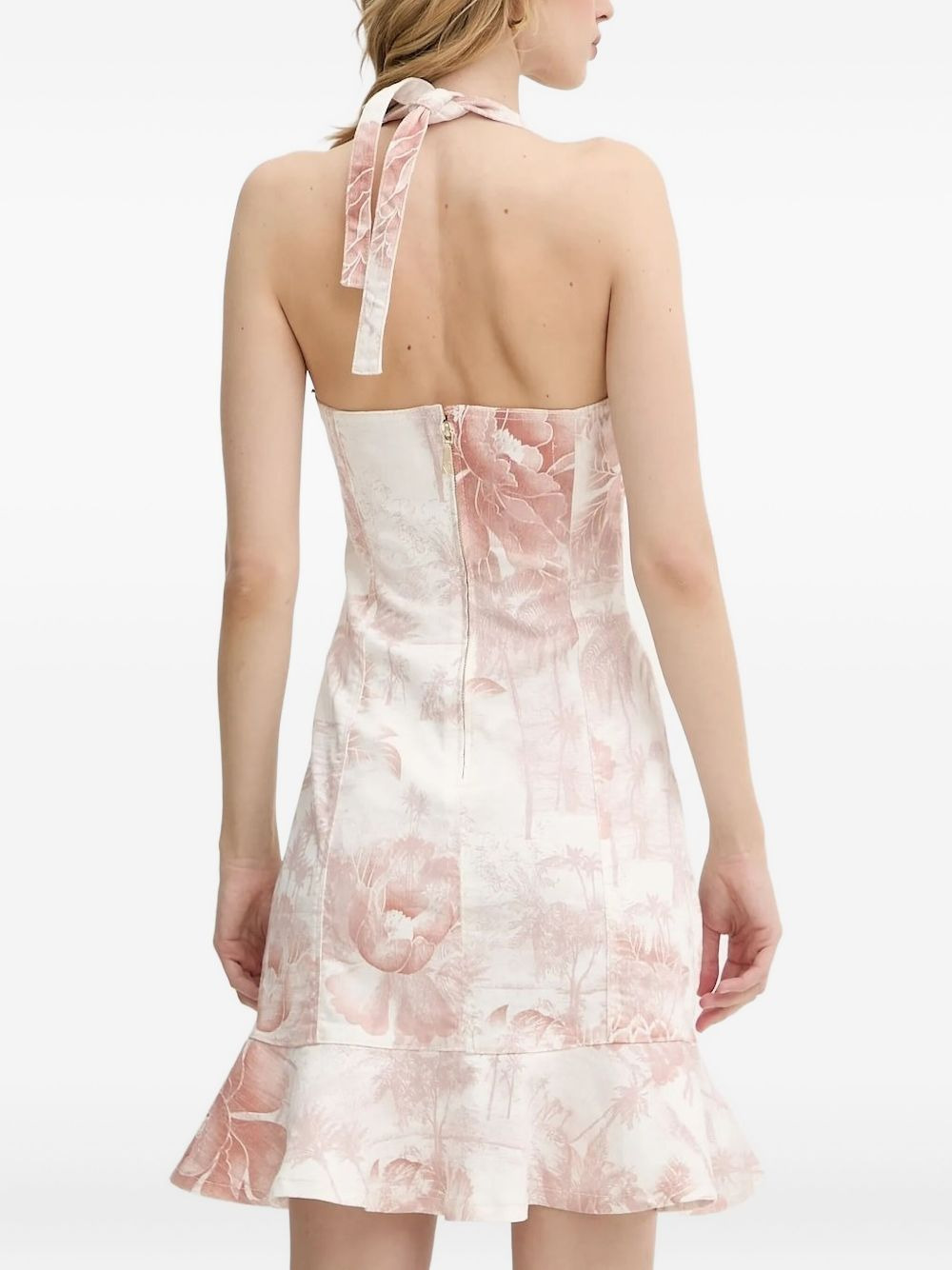 halter-neck ruffled mini dress - 2