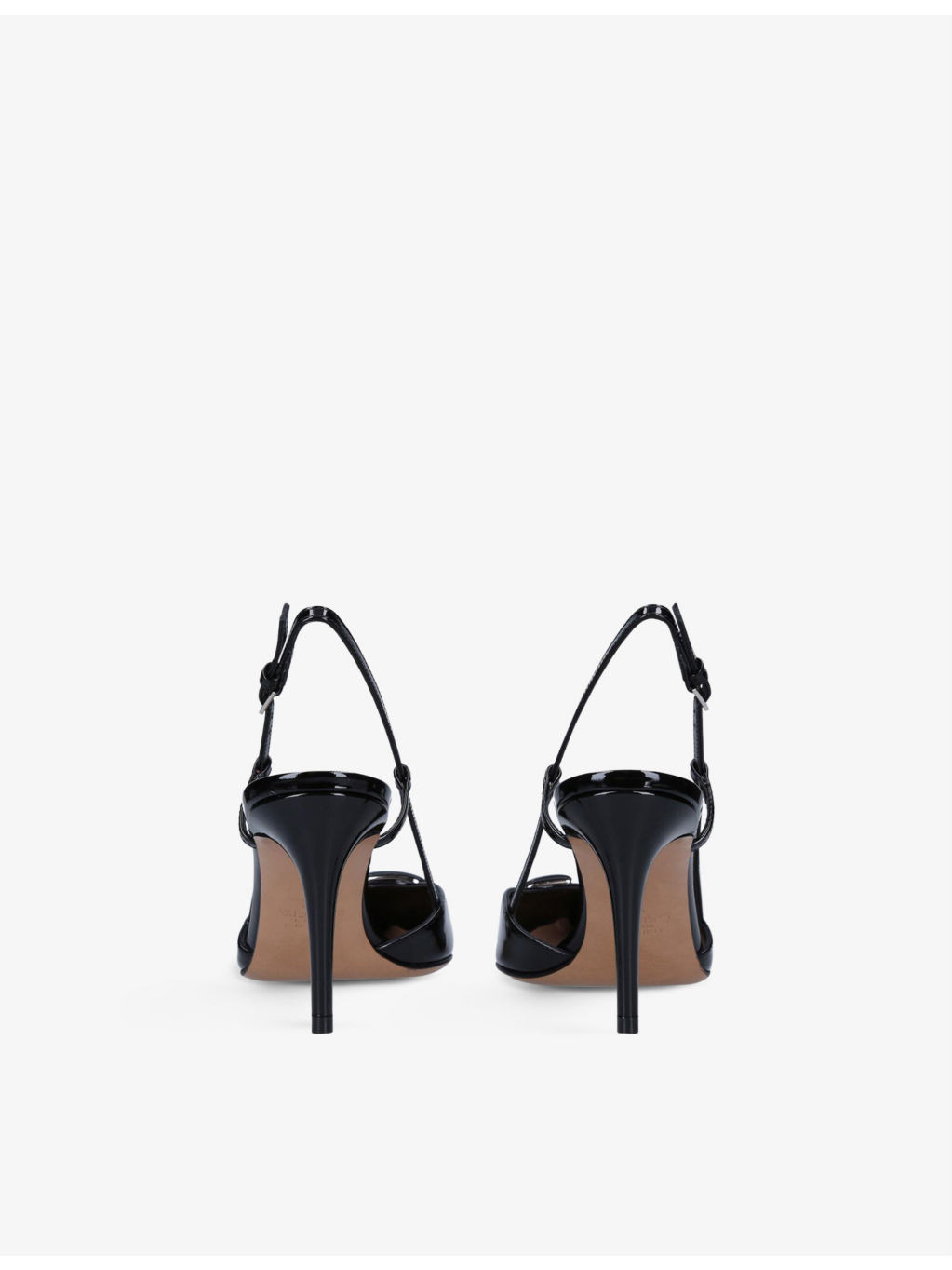 VLogo brand-embossed leather heeled courts - 4
