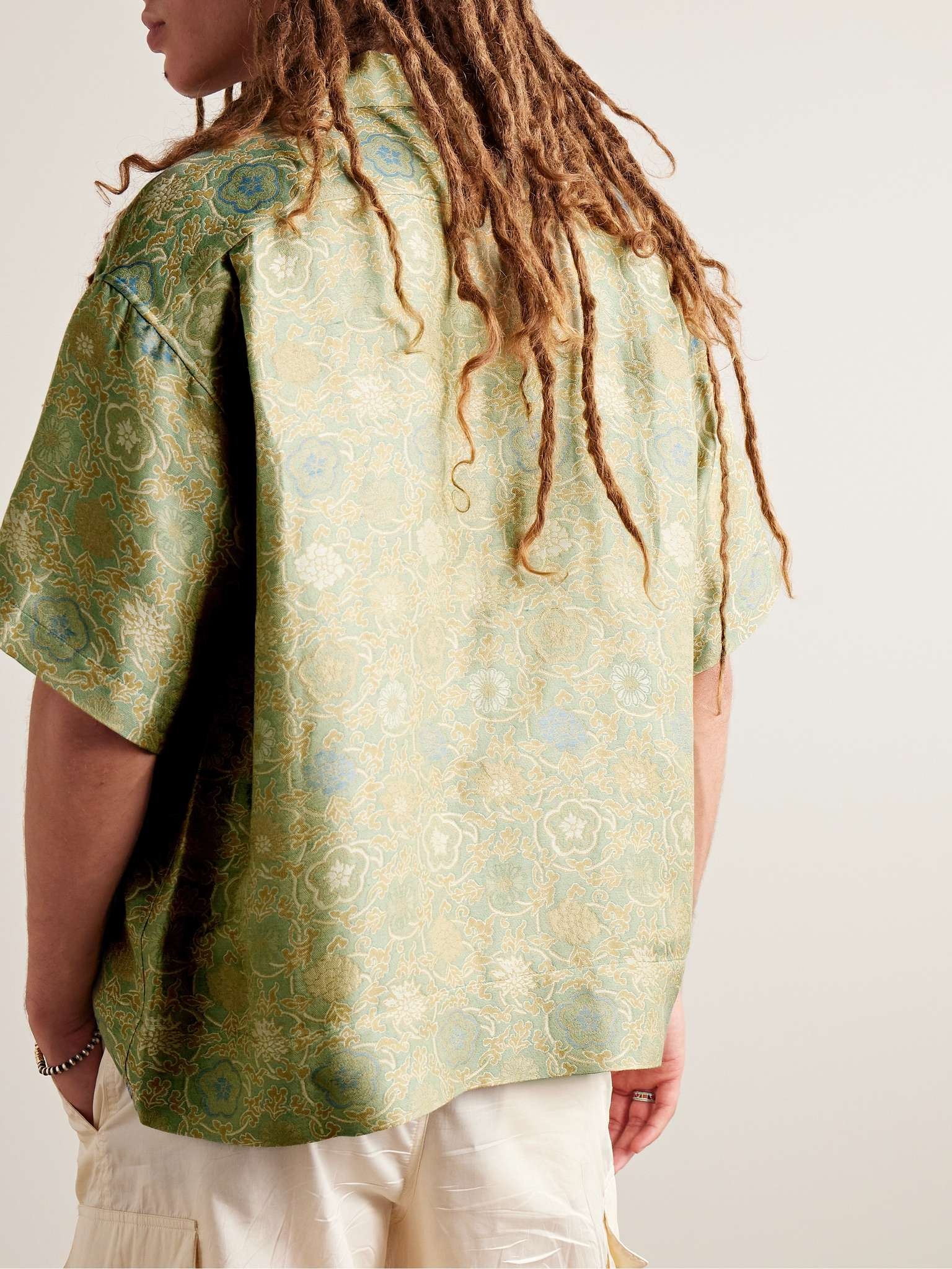 Copa Camp-Collar Floral-Jacquard Silk-Blend Shirt - 3