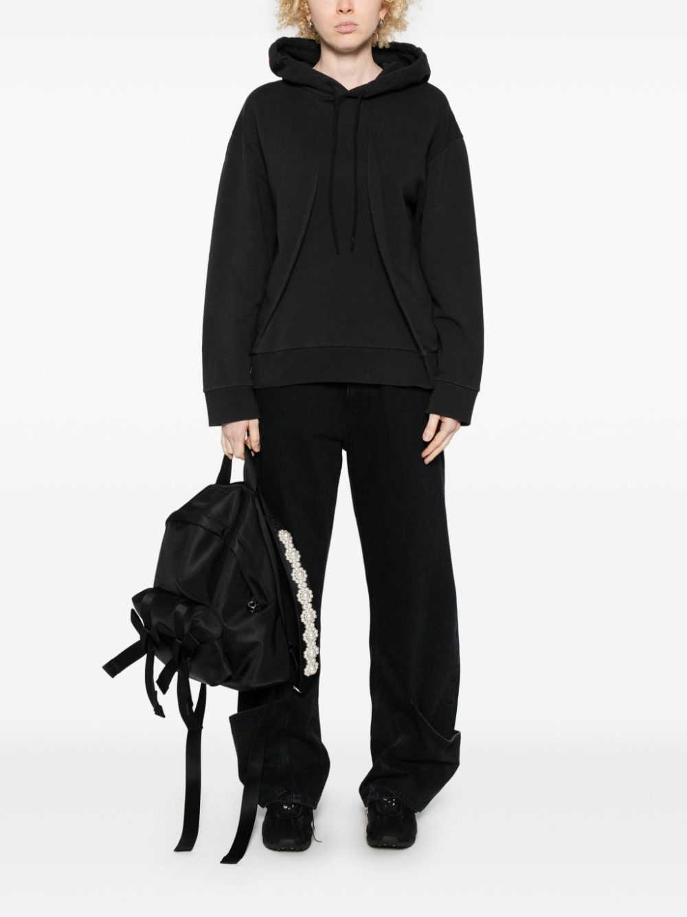 pleat-detailed hoodie - 3