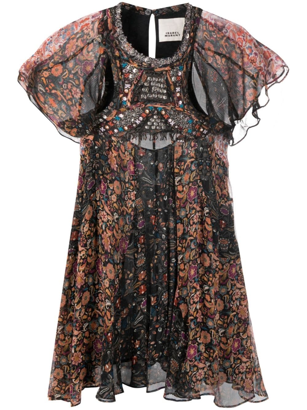 floral-print cut-out chiffon minidress - 1