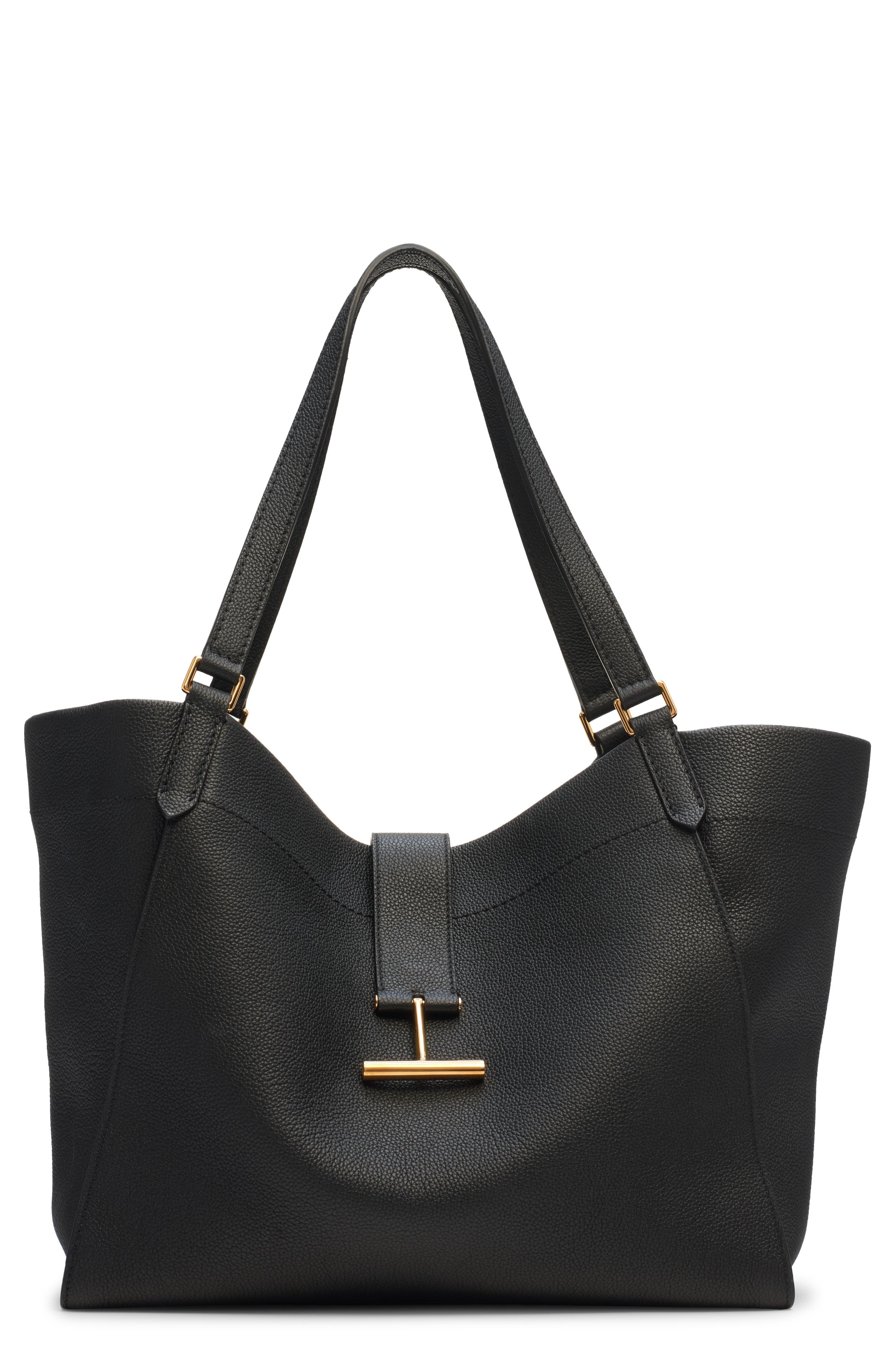 TOM FORD Large Tara Leather Tote in 1N001 Black at Nordstrom - 1