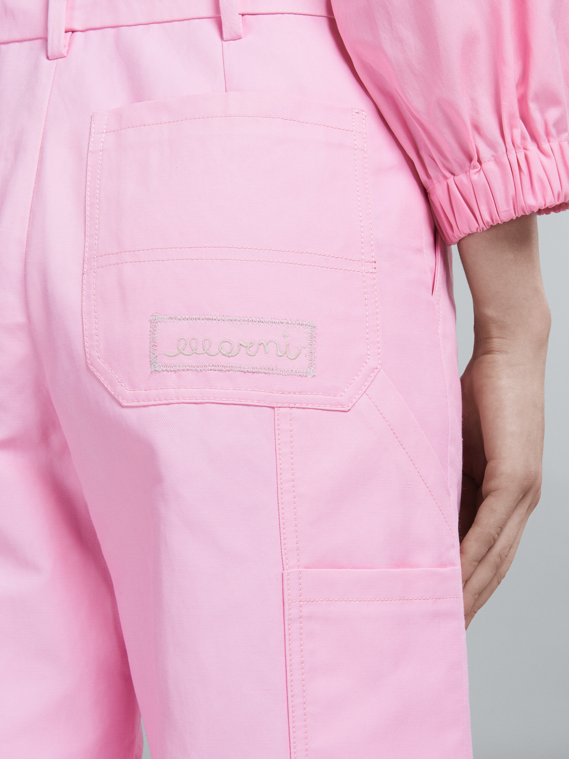 LIGHT PINK CARGO TROUSERS IN TECHNICAL COTTON-LINEN - 4