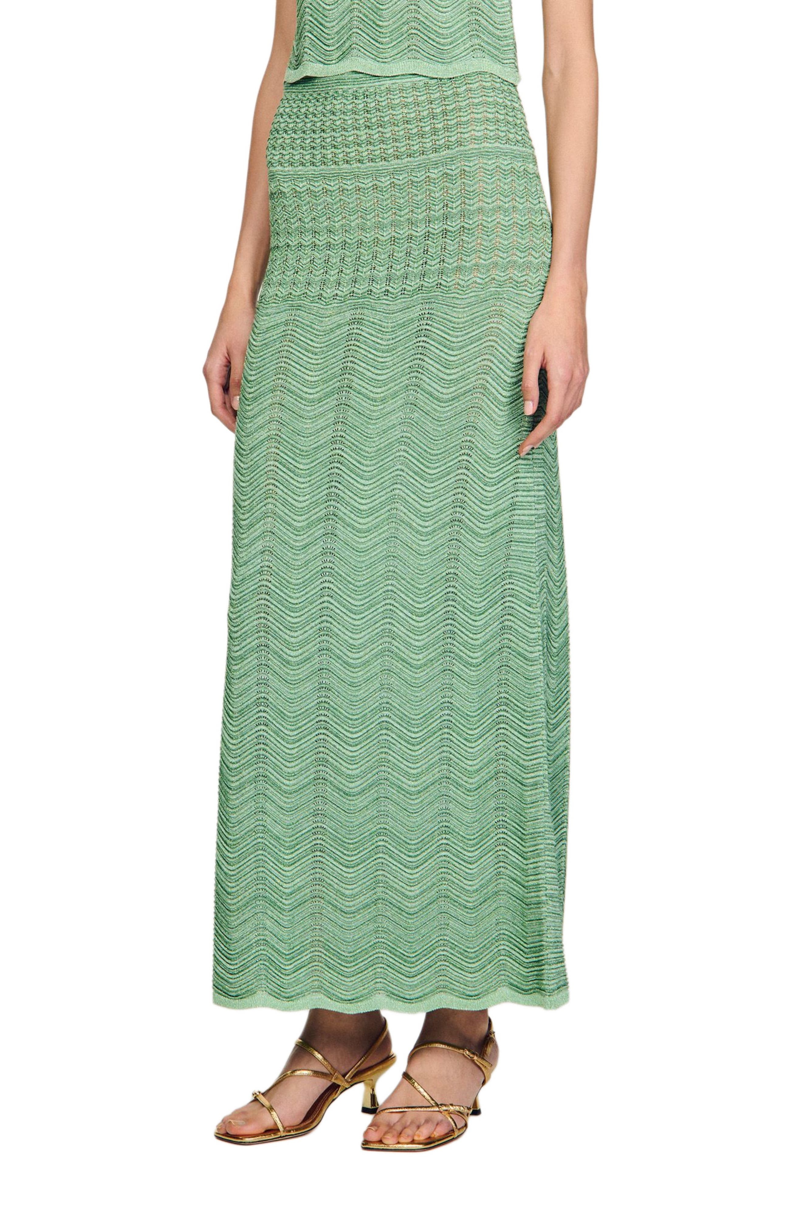 SANDRO Long knit skirt in Mint at Nordstrom - 1