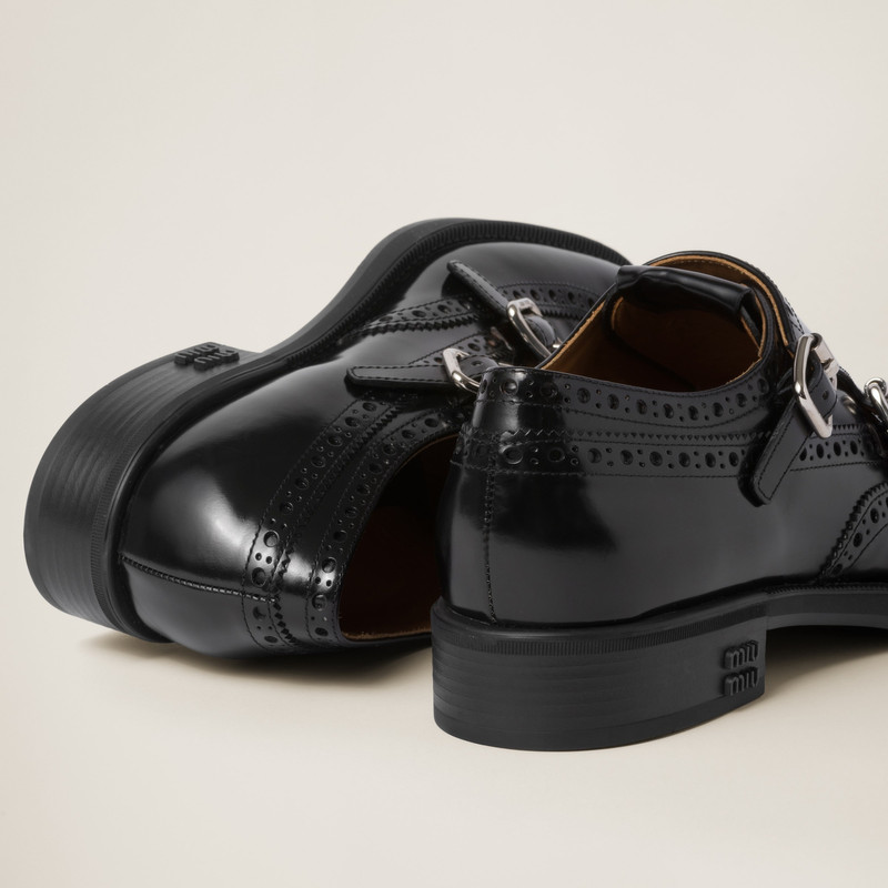 Church's X Miu Miu Brushed Leather Double Monk Brogue Shoes 3