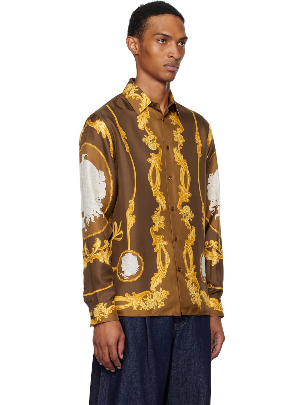 Brown Cameo Silk Shirt - 2