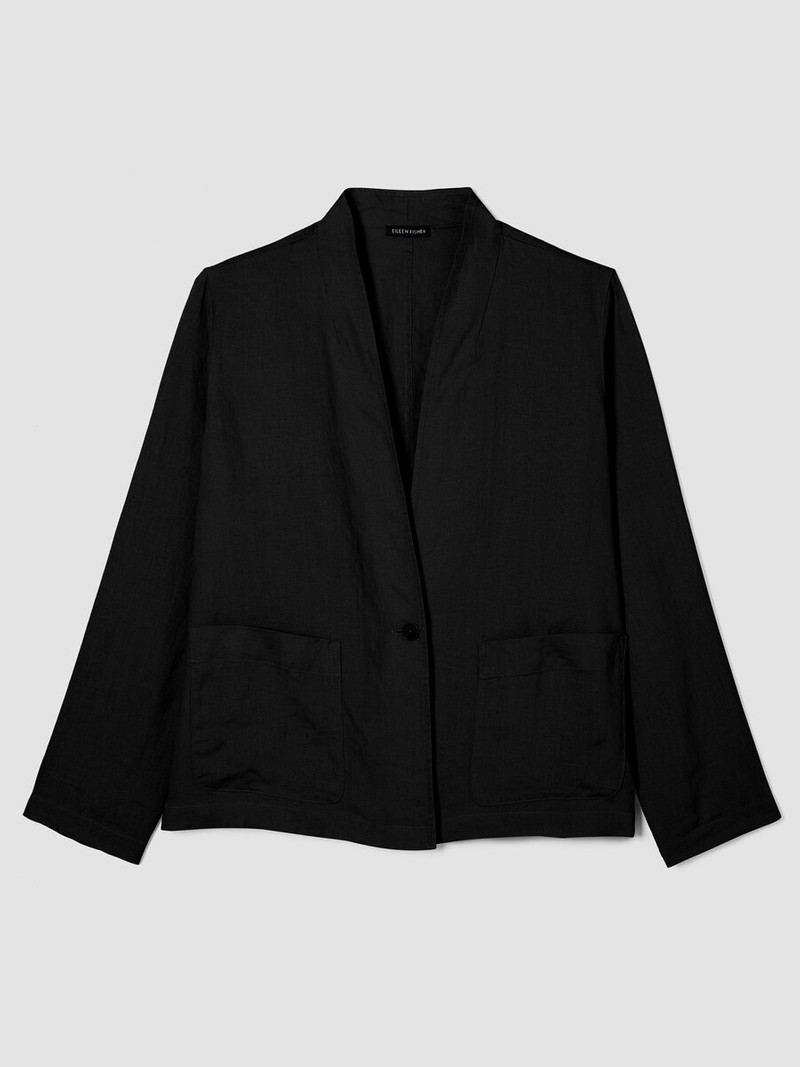 Organic Linen High Collar Jacket 1