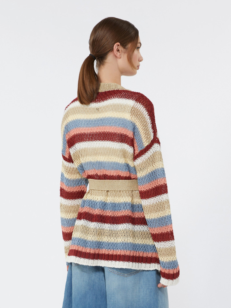BONITO Linen yarn cardigan with belt - CHERRY 4