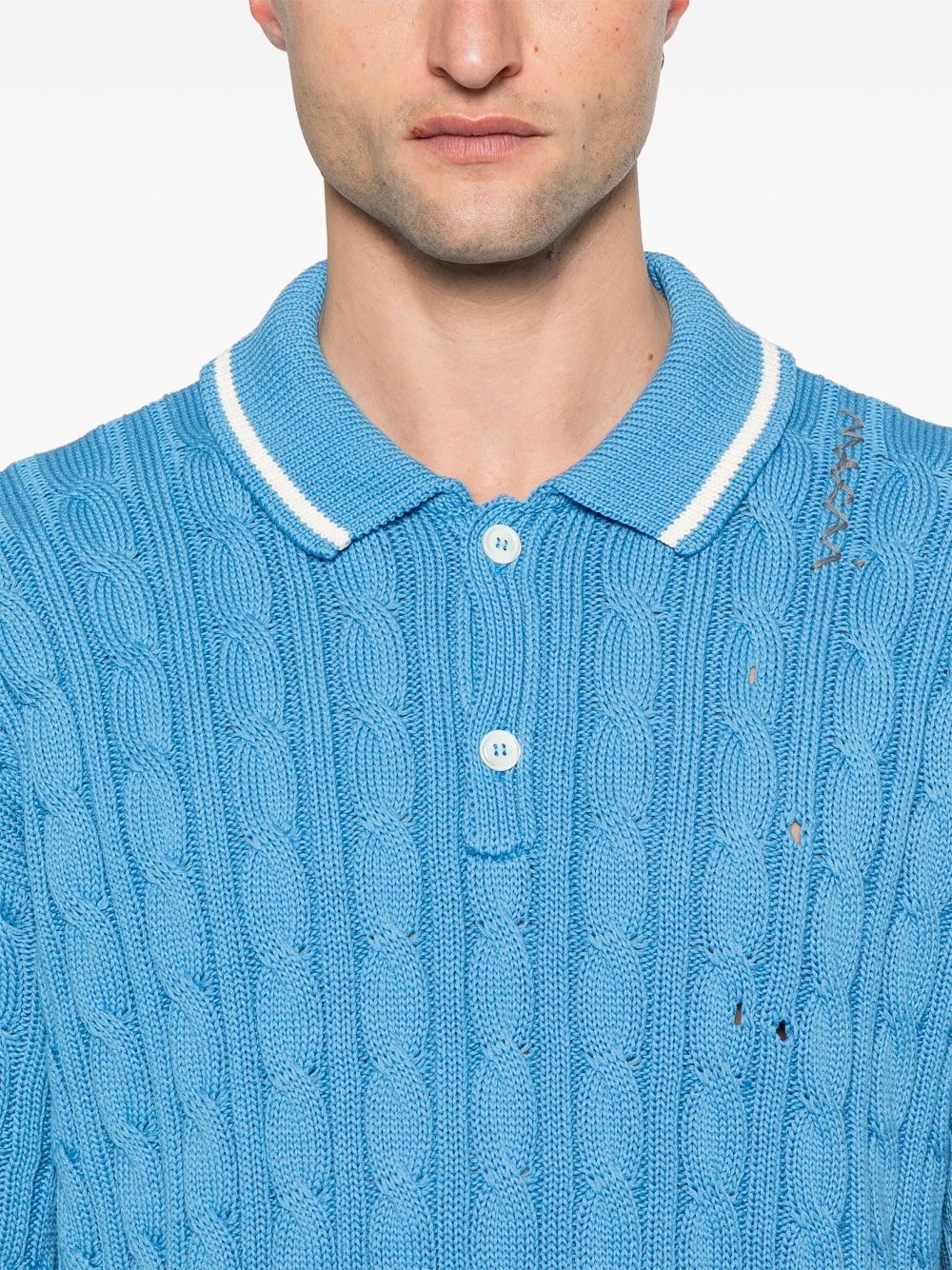 cable-knit polo shirt - 4