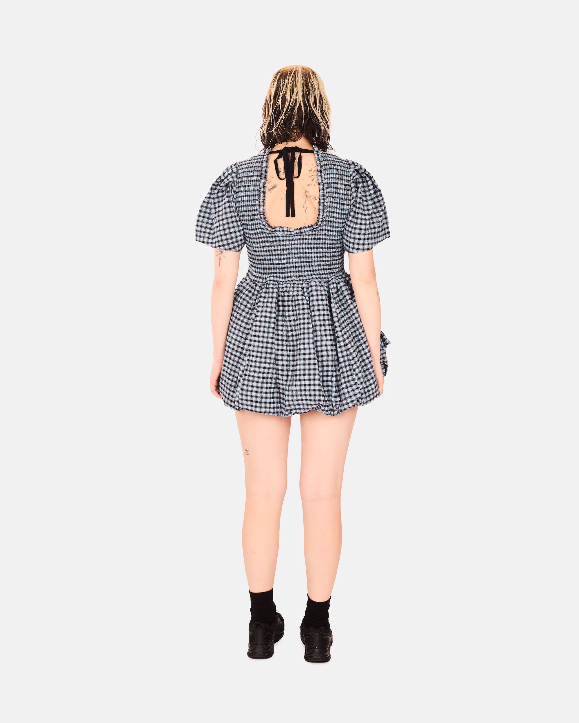 Seersucker Check Mini Smock Dress - 5