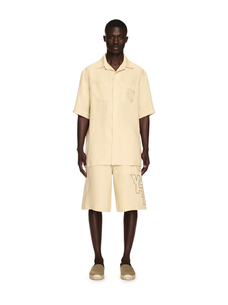 Off-White Outline Arrow Linen Bowling Shirt outlook