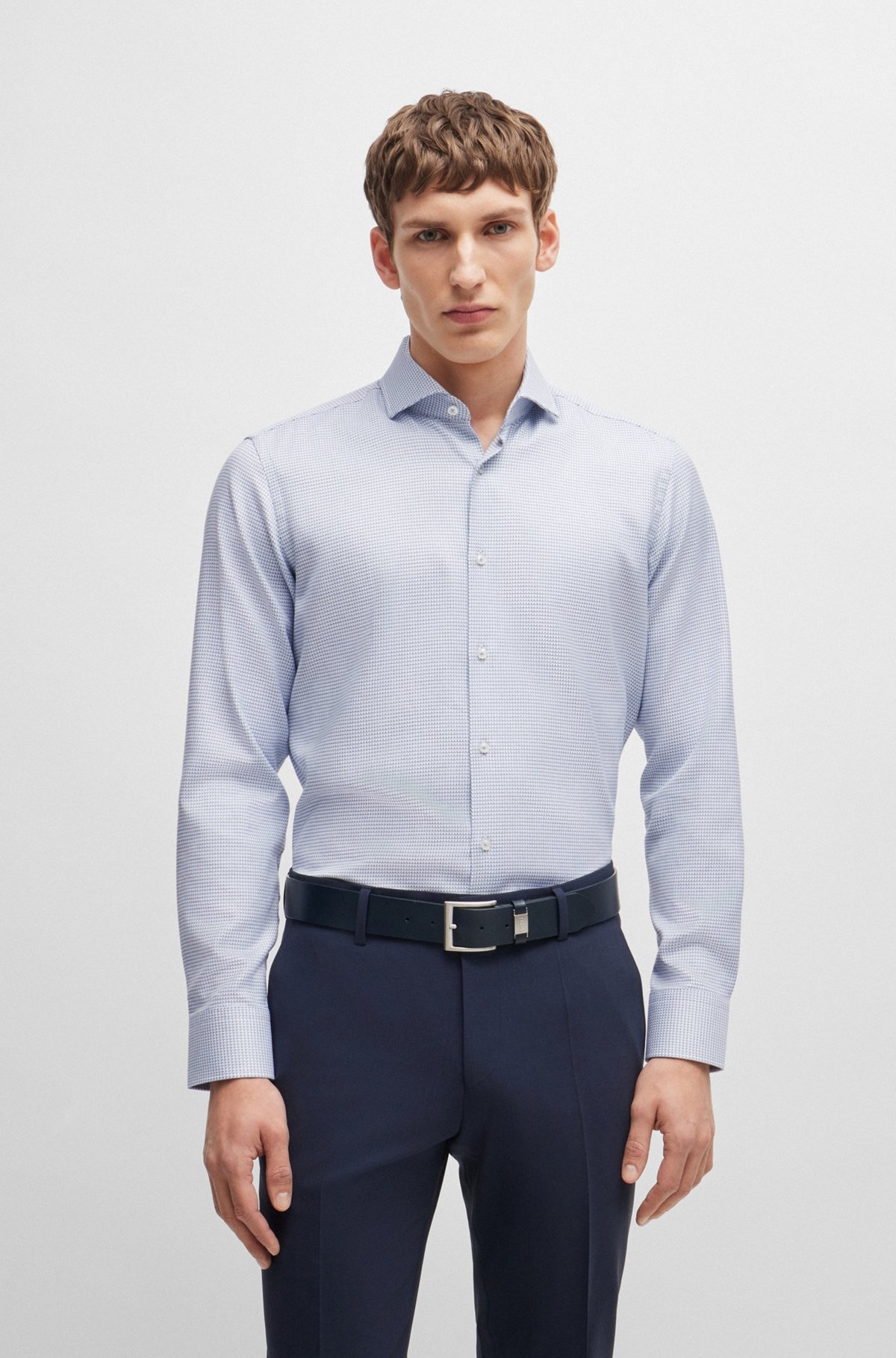REGULAR-FIT SHIRT IN STRUCTURED COTTON TWILL - 2