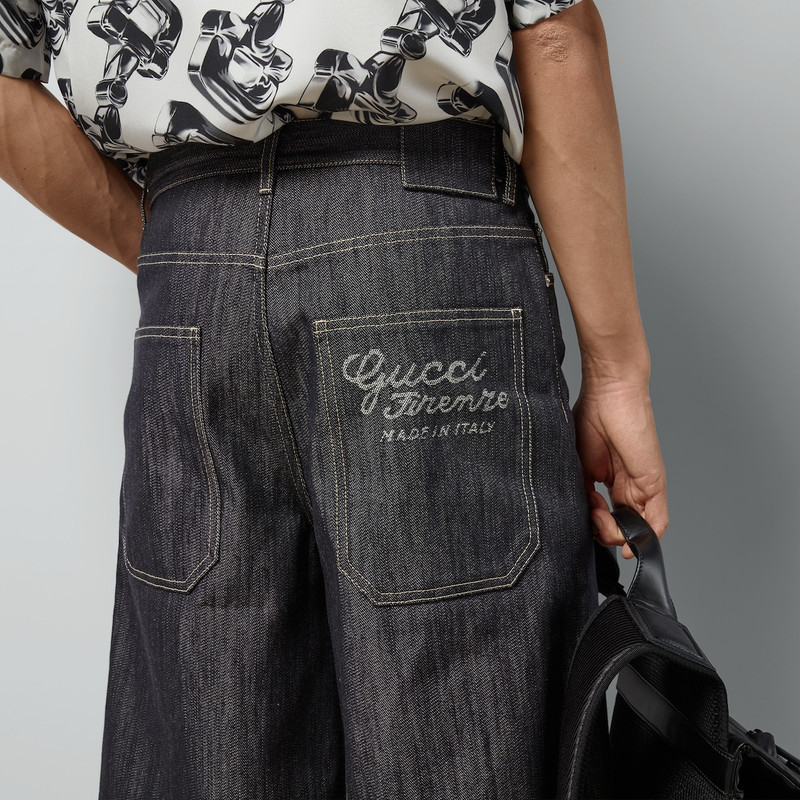 Denim shorts with jacquard detail 3