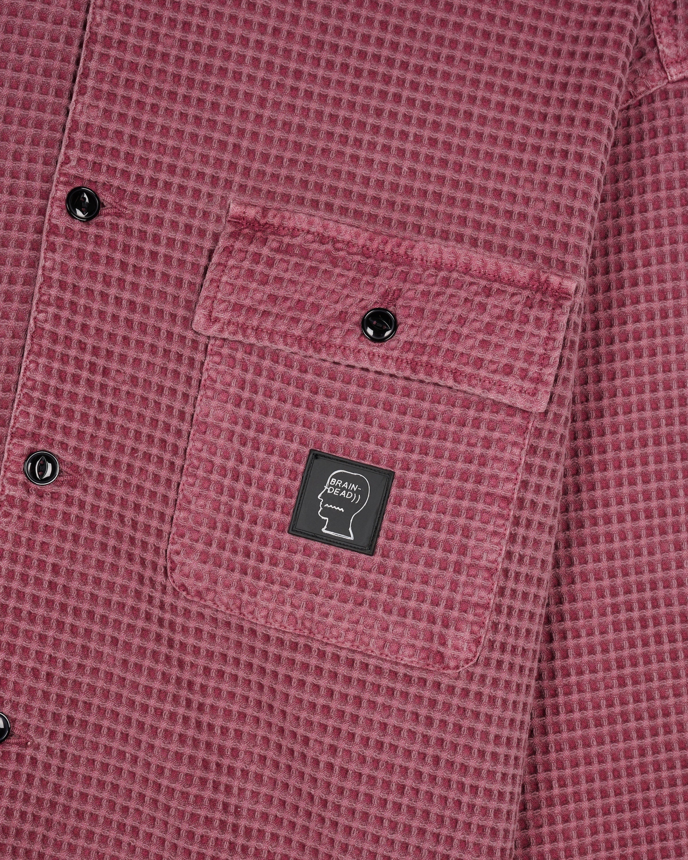 Waffle Button Front Shirt - Raspberry - 3