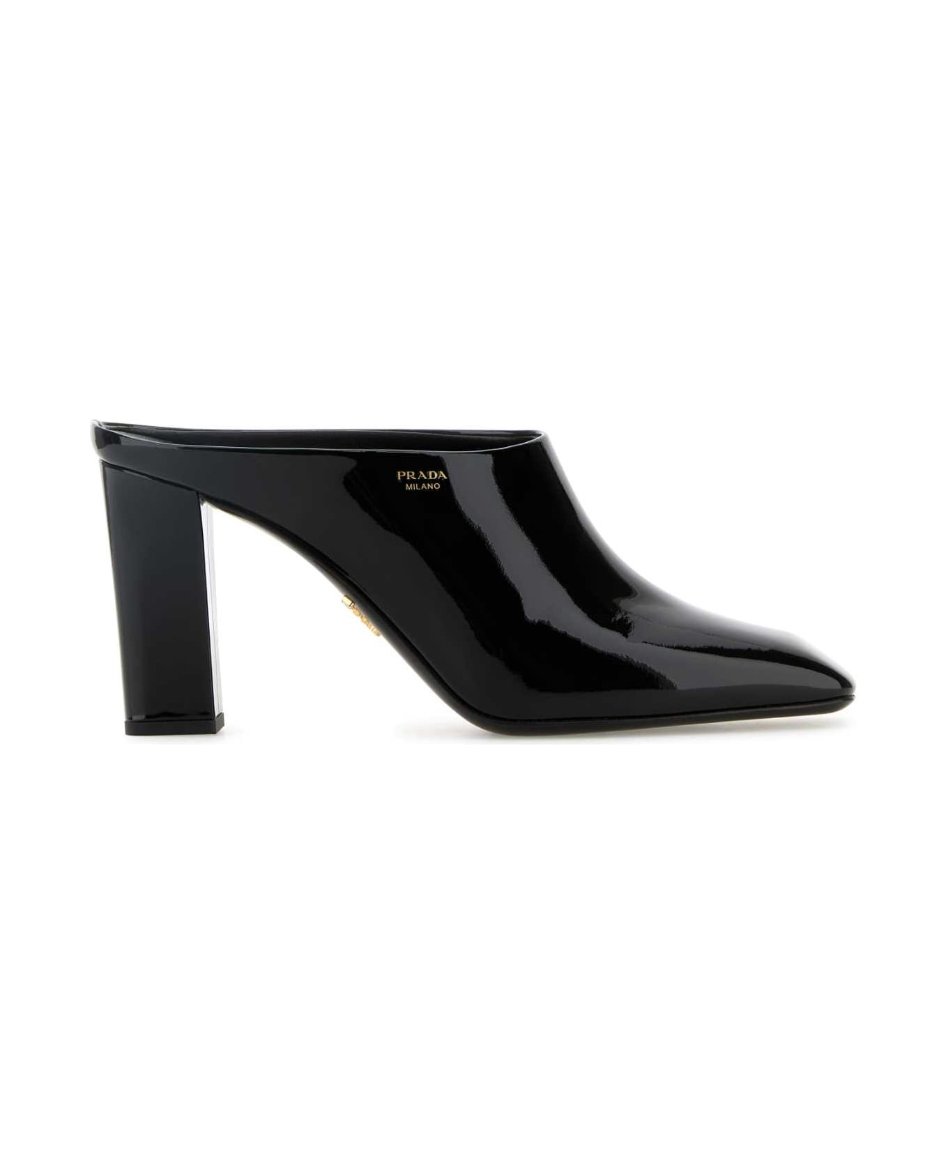 Black Leather Mules - 1