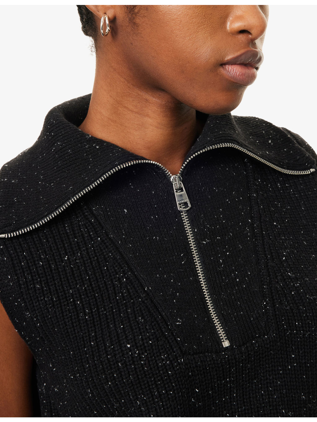 Hally Half-Zip Rib Cotton Knitted Vest - 5