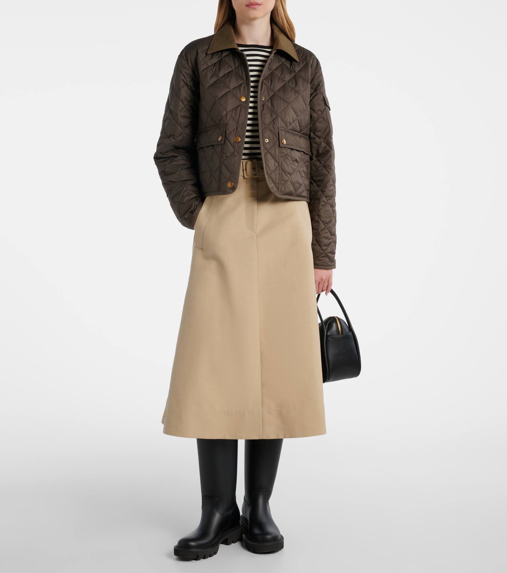 Belted cotton midi skirt - 2
