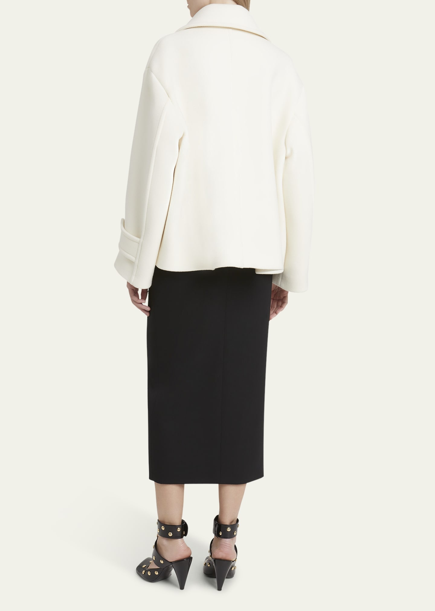 Double-Breasted Soft Wool Pea Coat - 3