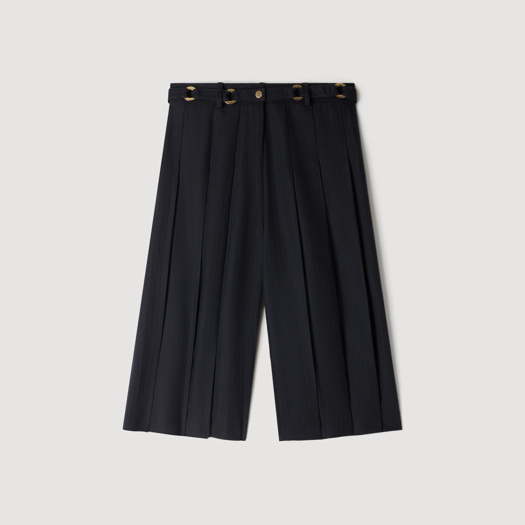 LONG PLEATED WOOL SHORTS - 1