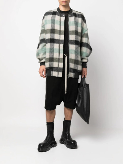 Rick Owens check-print zip-up jacket outlook