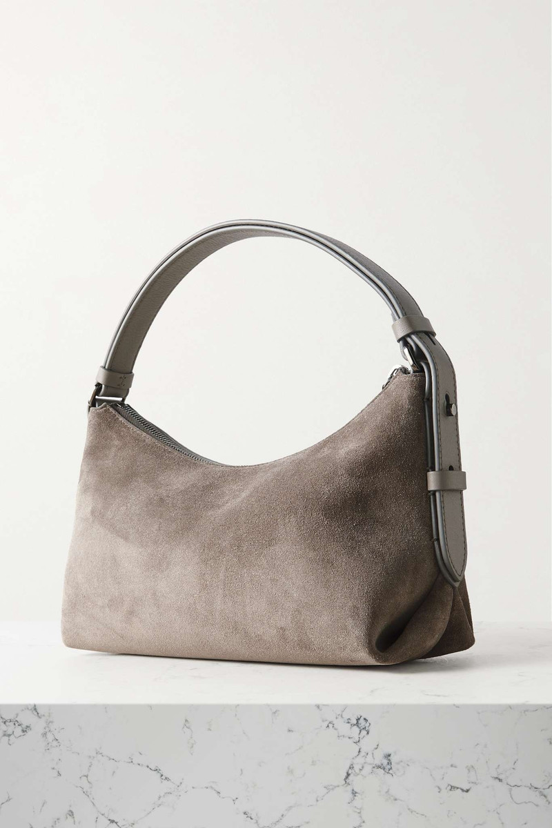 Leather-trimmed suede shoulder bag 3