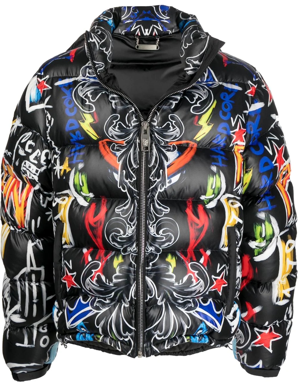 Skull and Plein print puffer jacket - 1