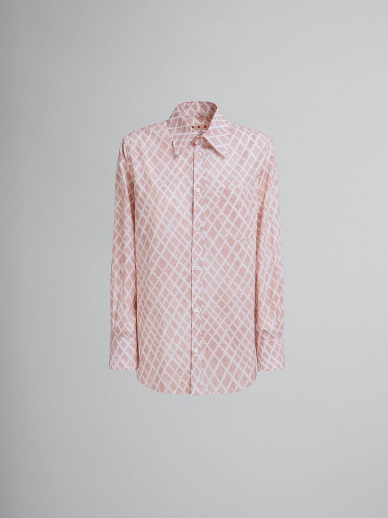 PINK POPLIN SHIRT WITH LANDSCAPES PRINT - 1