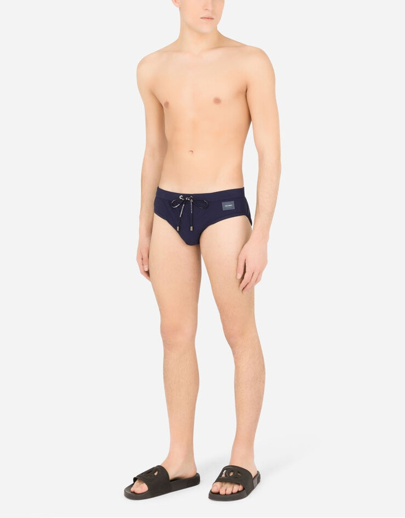 Dolce & Gabbana Swim briefs with high-cut leg and branded plate outlook