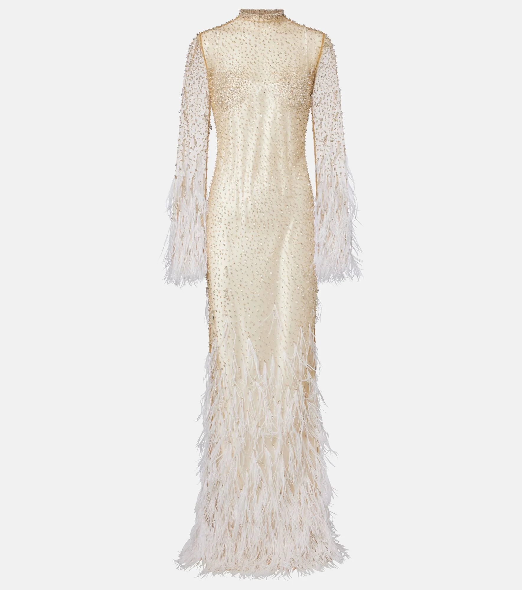 Mia embellished feather-trimmed tulle gown - 1