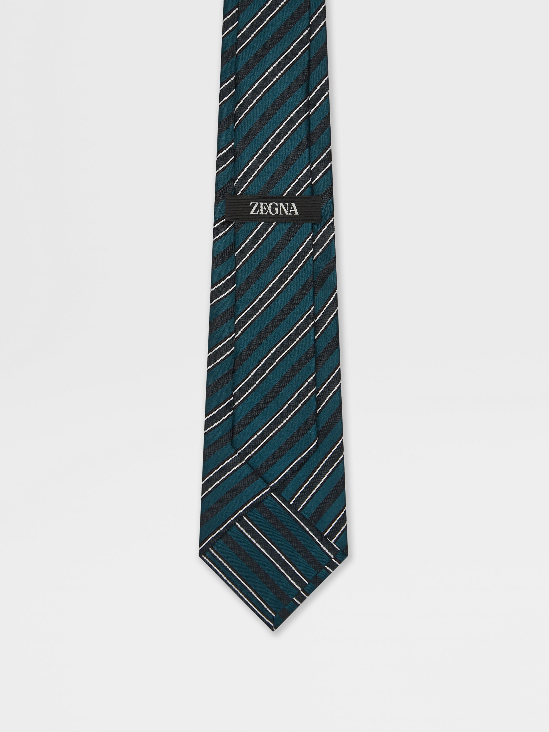 TEAL BLUE SILK AND COTTON TIE - 3