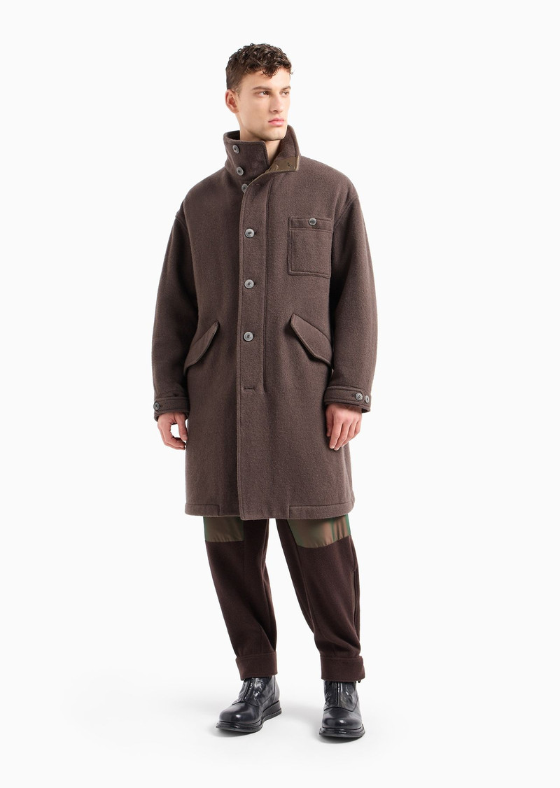 Fulled wool and cashmere cloth pea coat 2