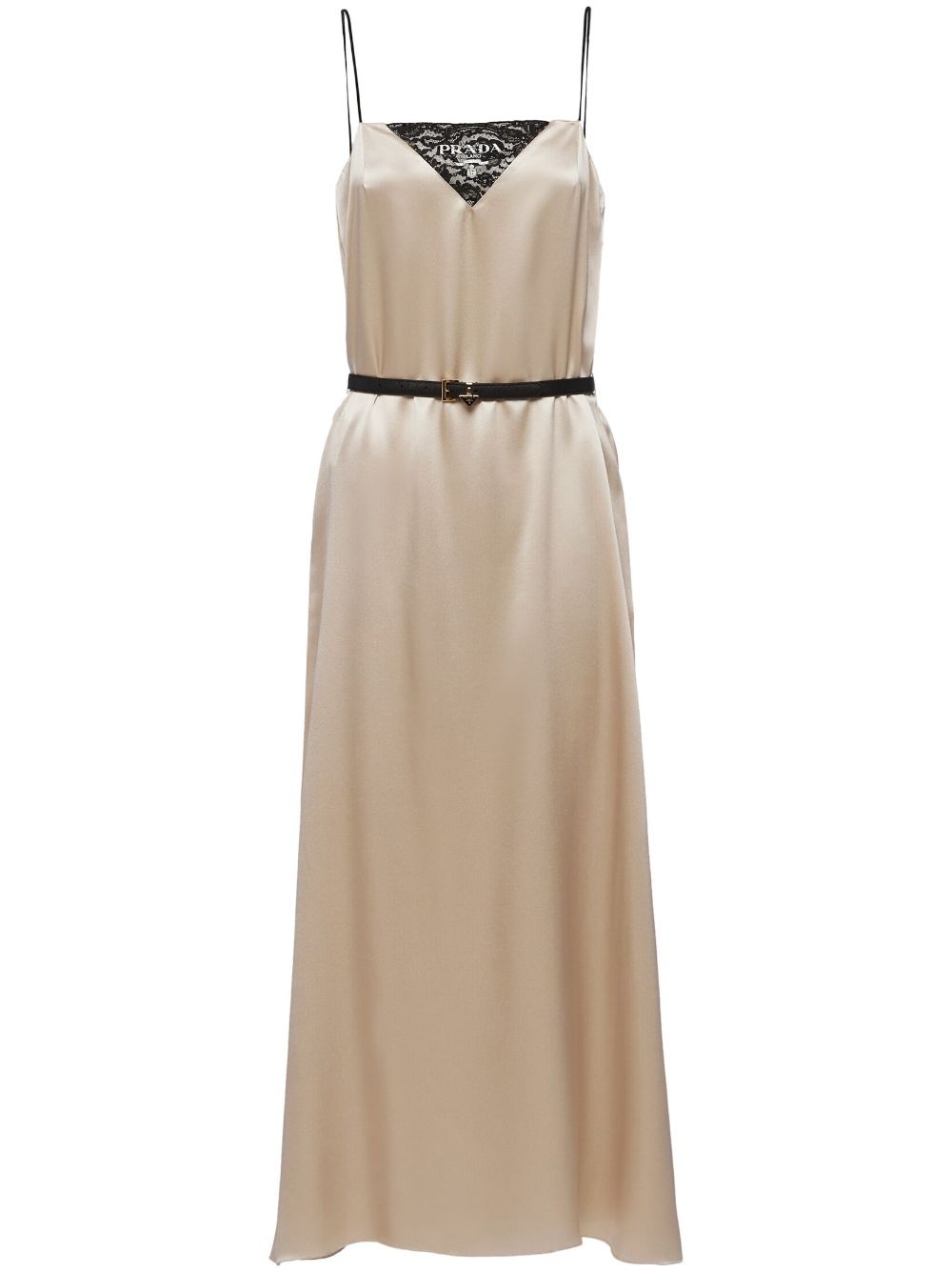 belted satin midi dress - 1