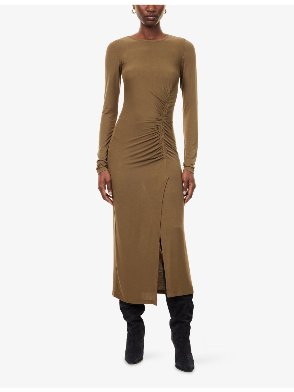 Jelina Ruched Stretch-Woven Midi Dress - 3