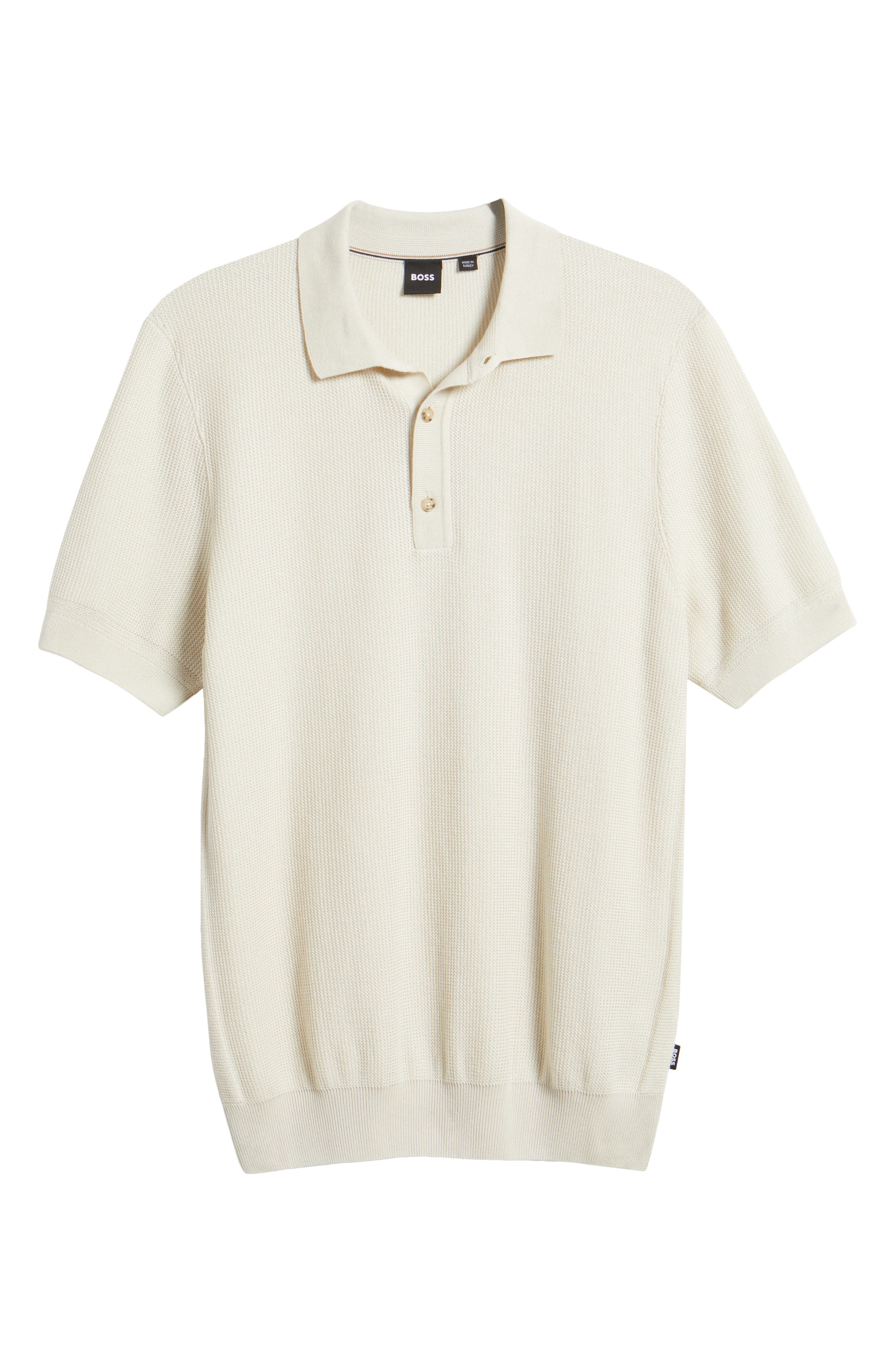 BOSS Daremo Cotton Blend Polo Sweater in Open White at Nordstrom - 5