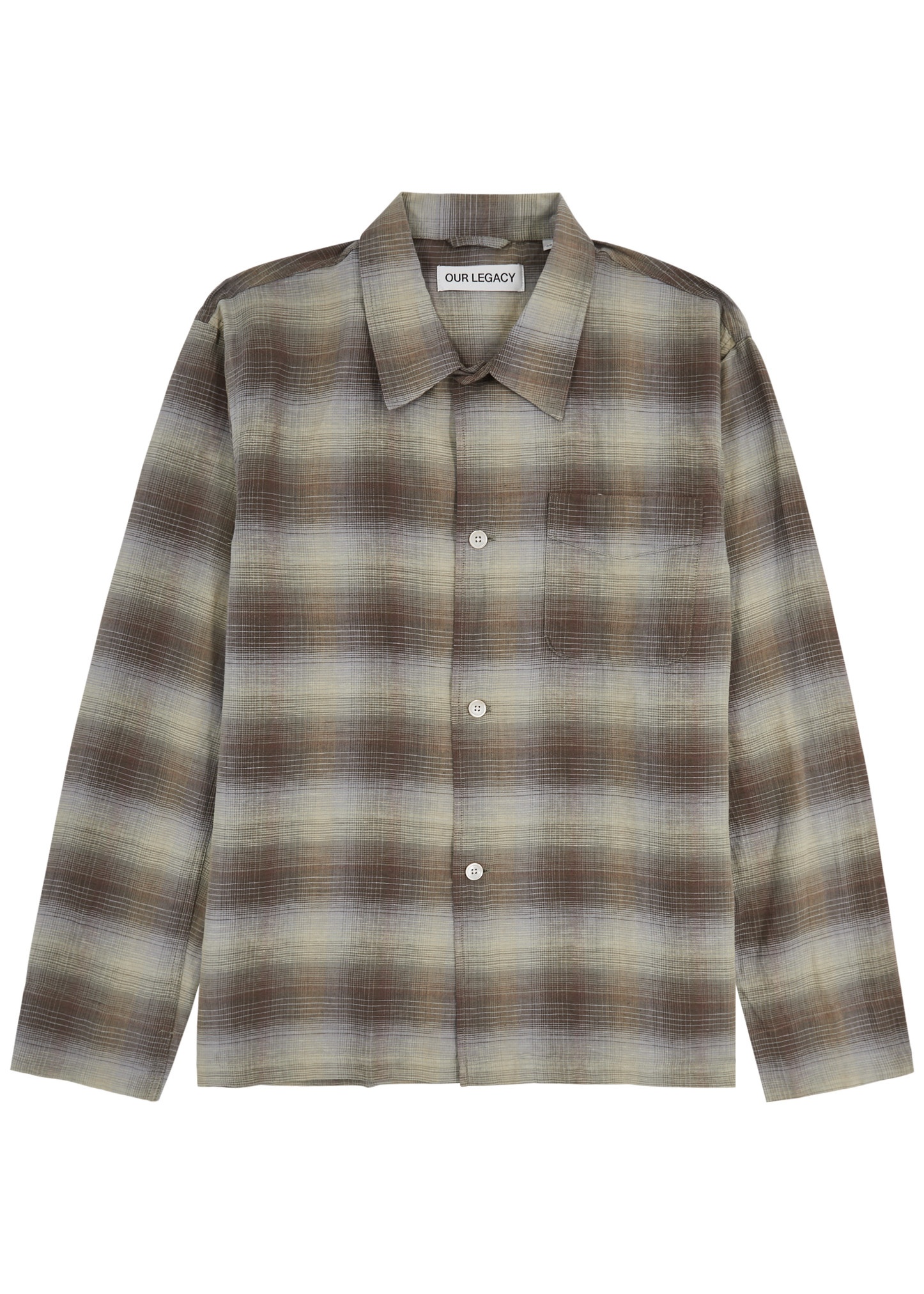 Box checked linen-blend shirt - 1