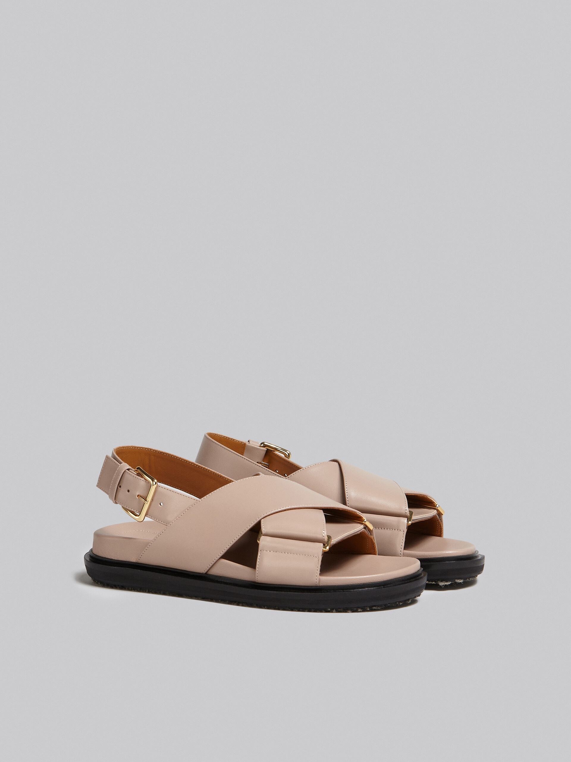 BEIGE LEATHER CRISS-CROSS SANDAL - 2