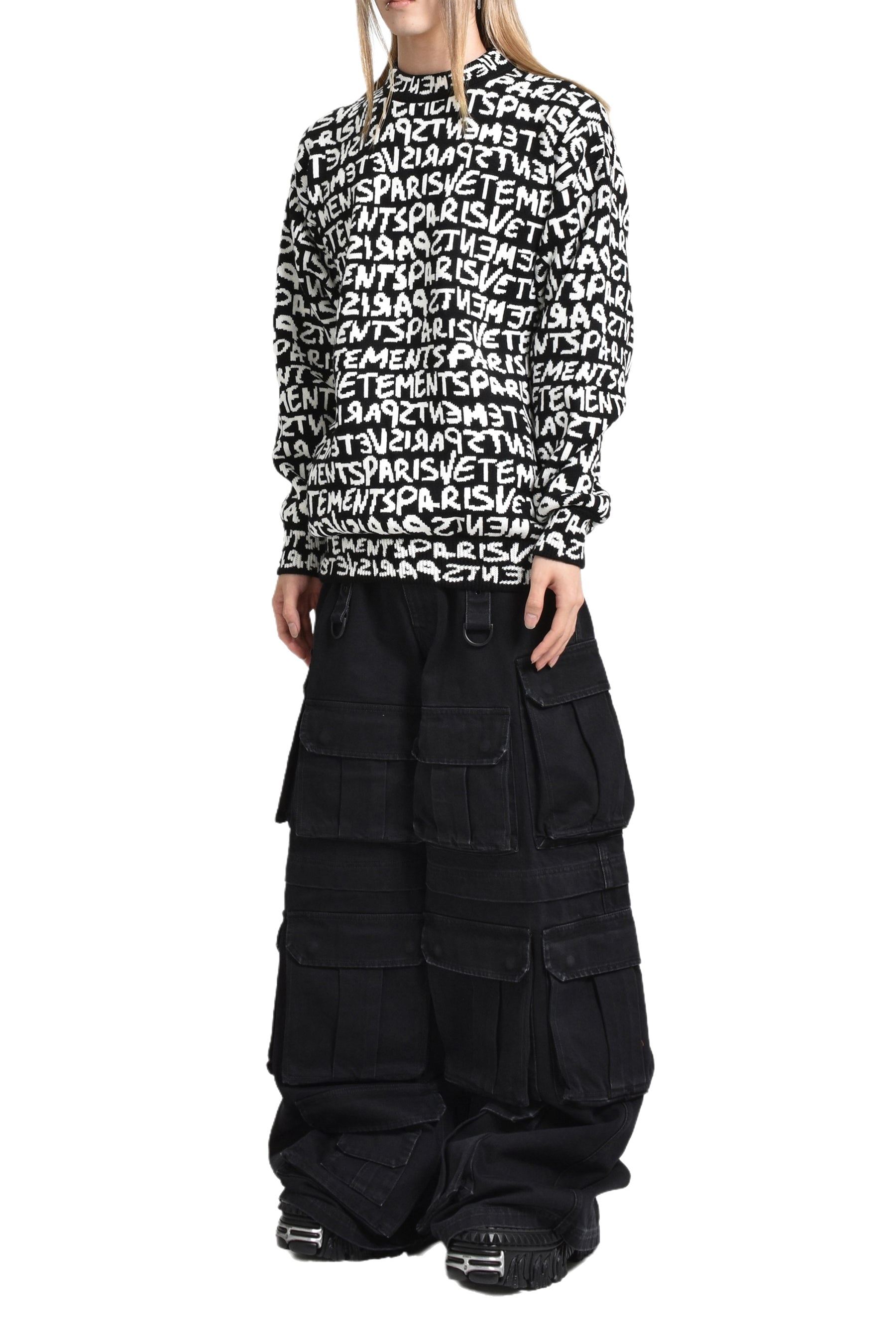 VETEMENTS PARIS MONOGRAM SWEATER / BLK WHT - 4