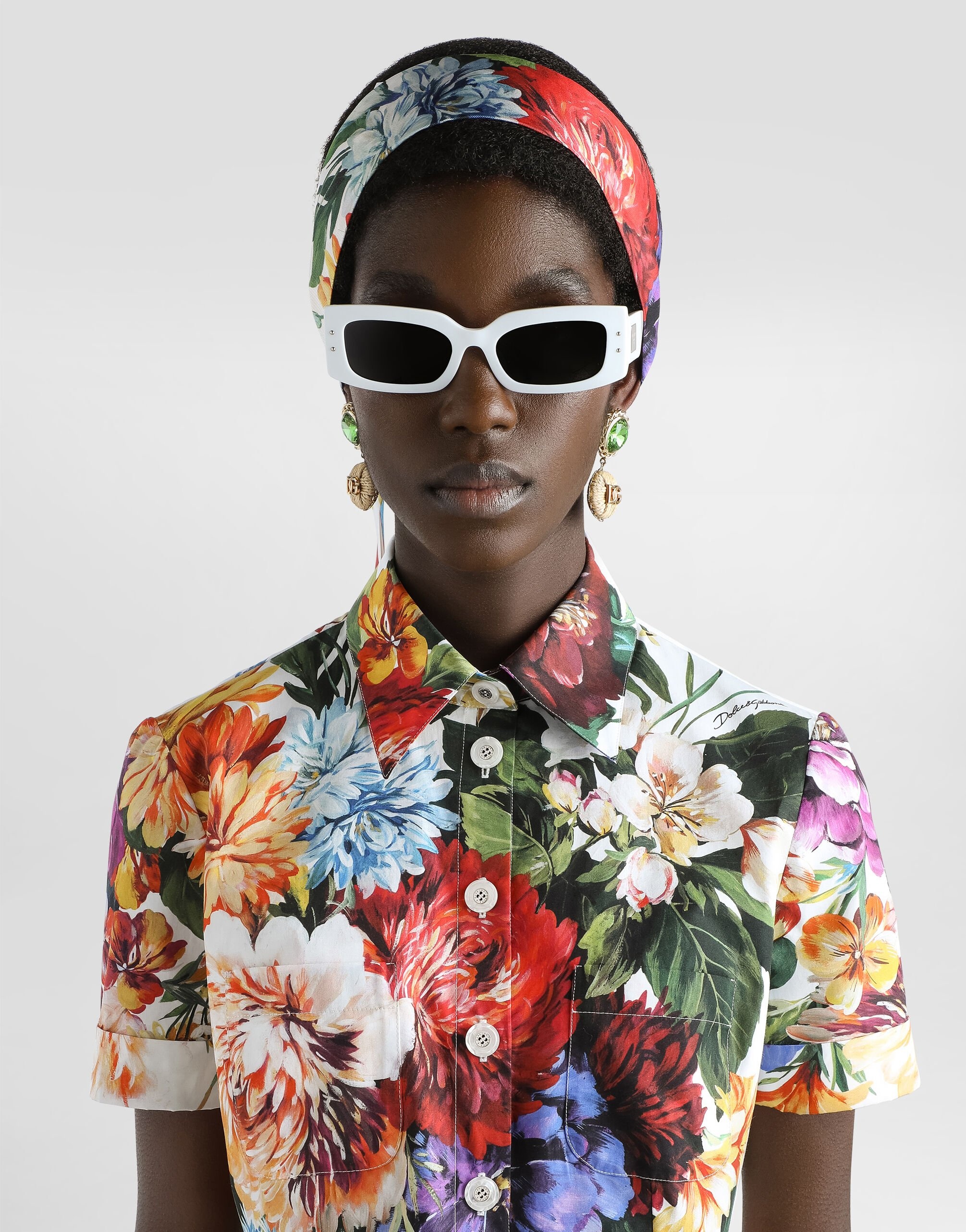 Flower bouquet-print poplin shirt - 4