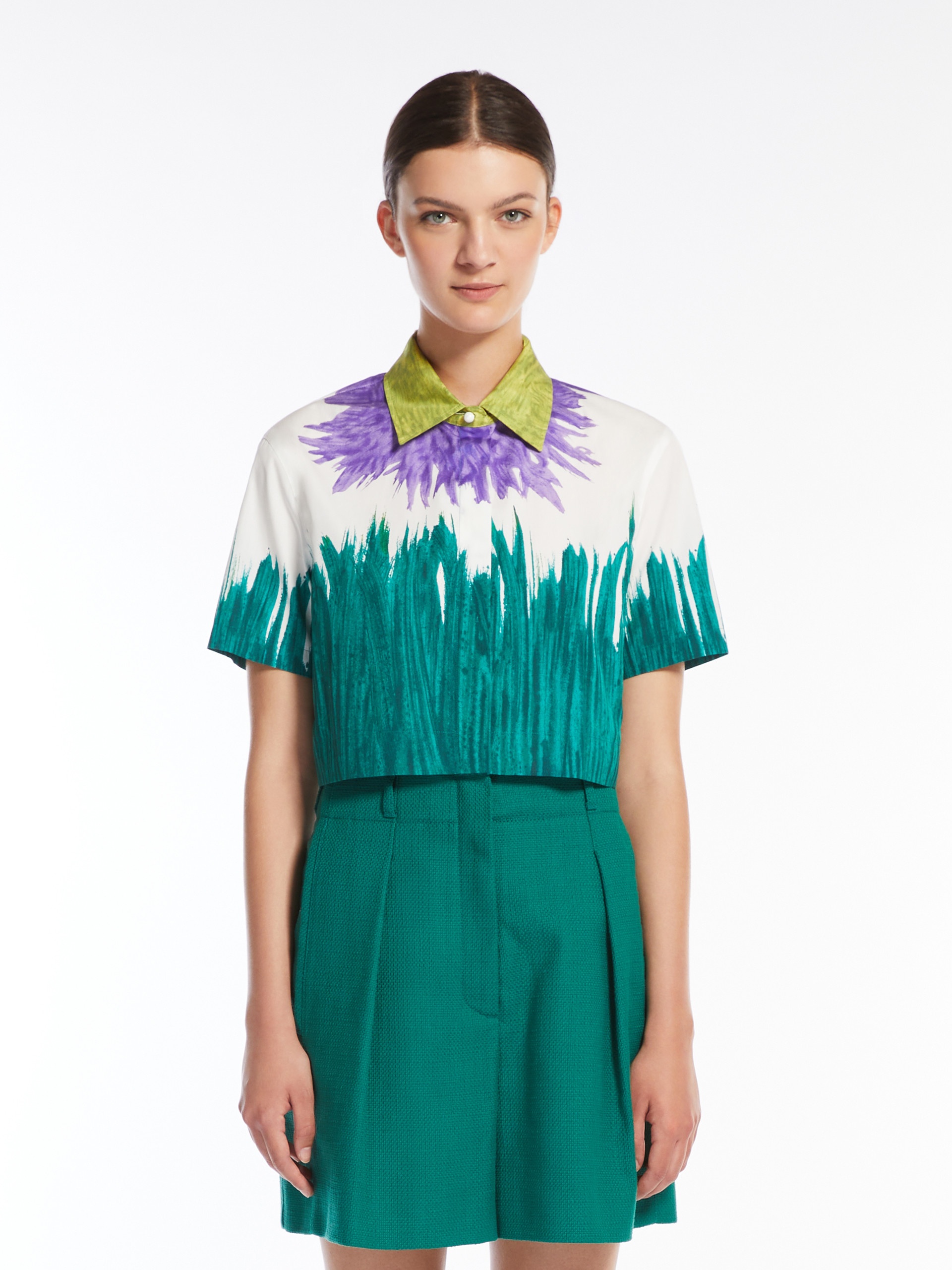 QUERO Printed cotton cropped shirt - 3