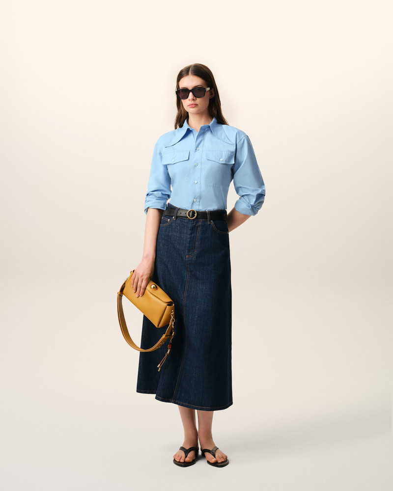 AMI Paris BLUE COTTON SHARP COLLAR FITTED SHIRT outlook