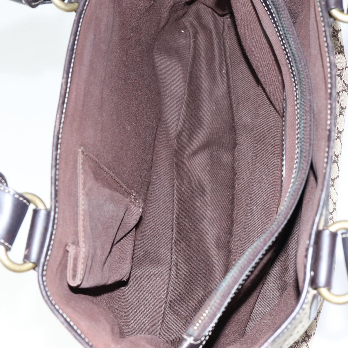 CELINE Macadam Canvas Hand Bag Beige Gold - 10