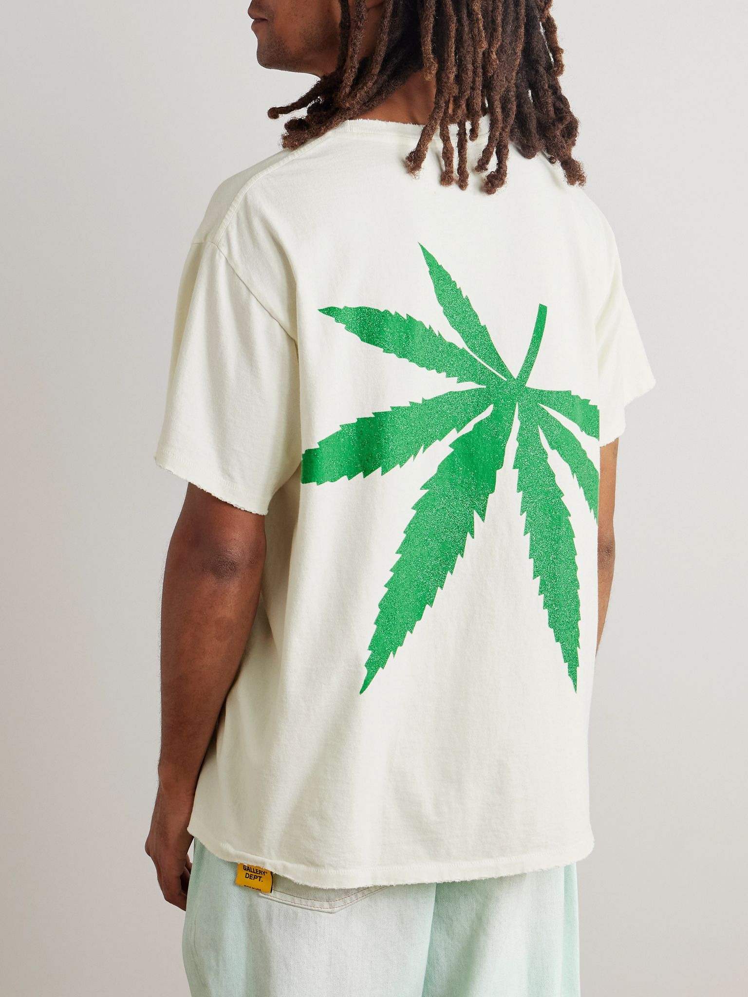 Weed Glittered Cotton-Jersey T-Shirt Green - 3