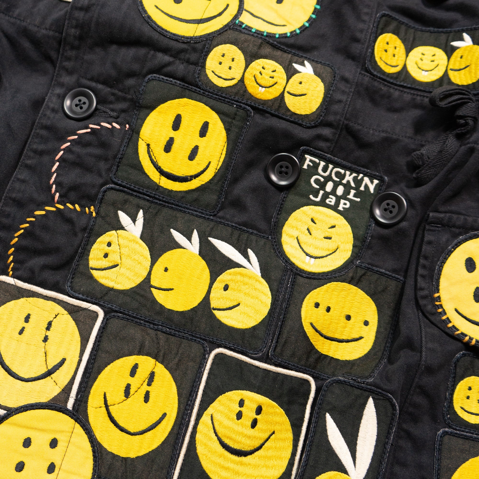 Kapital KATSURAGI COTTON RING COAT (SMILIE PATCHES) | REVERSIBLE