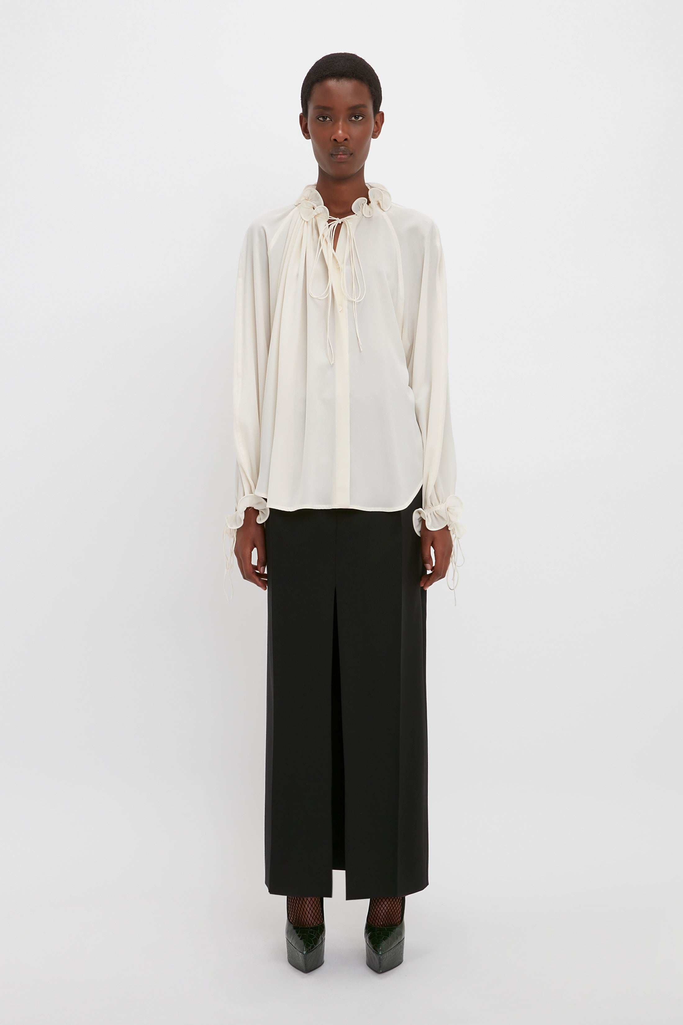 Ruched Detail Blouse In Vanilla - 3